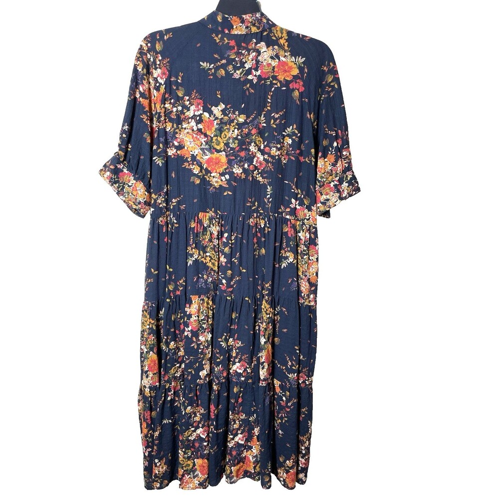 NWT Natural Life Women's Multicolor Short Sleeve Floral Midi Dress Size XL - Picture 3 of 7